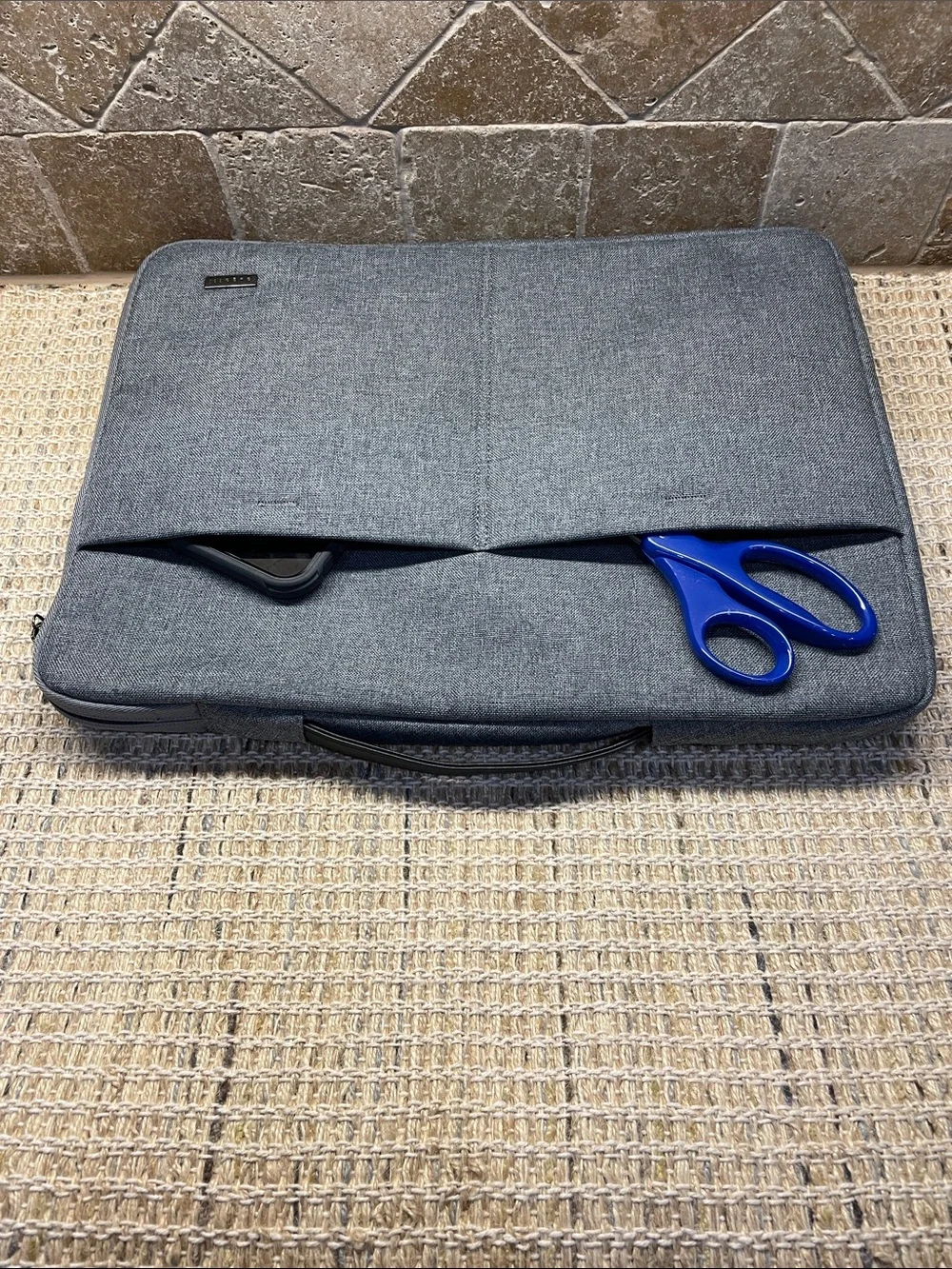 Bugatti Gray Slim Laptop Briefcase with Front Pockets